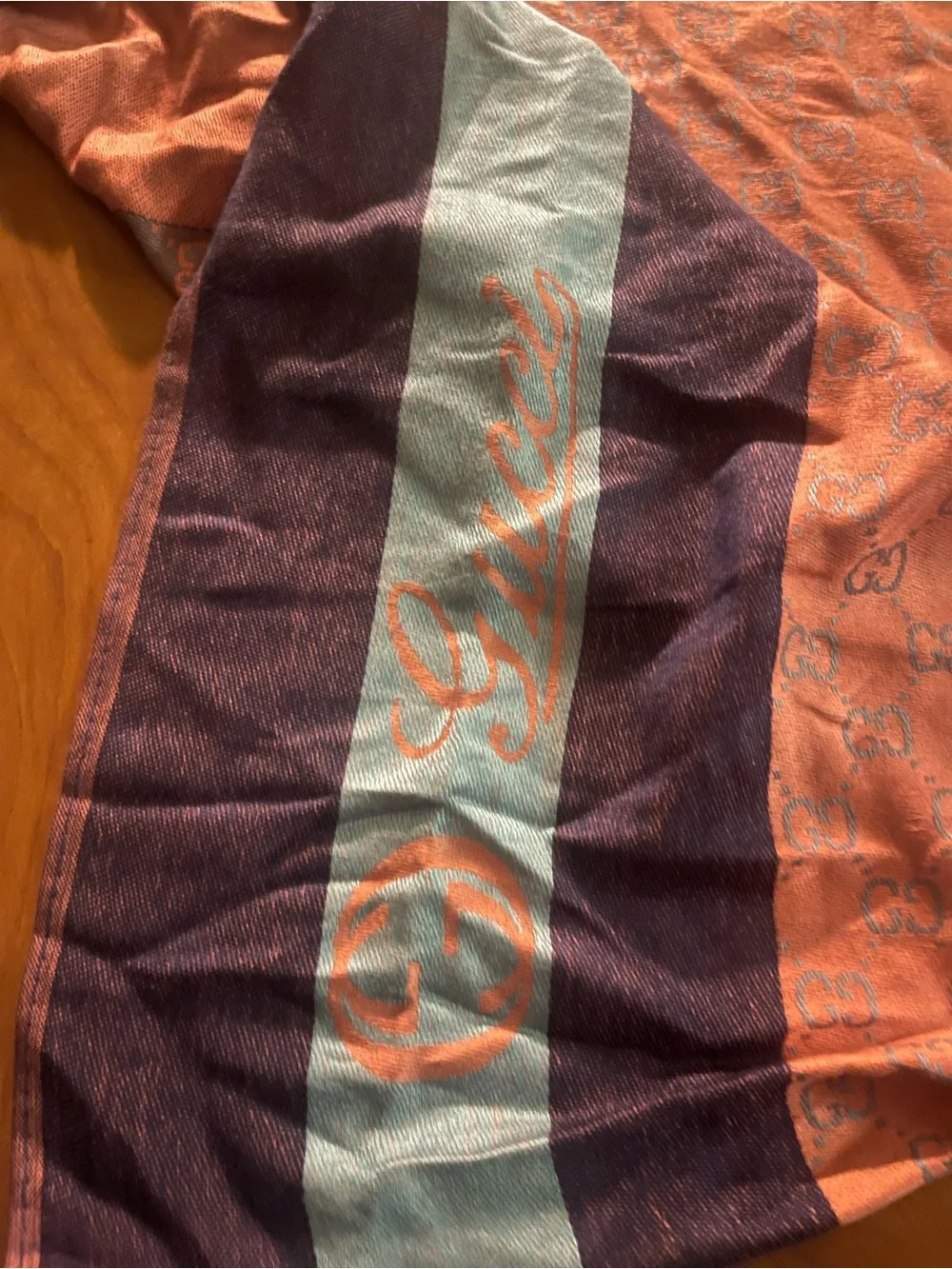 Gucci Orange Coverlet with Purple and Cream Stripe